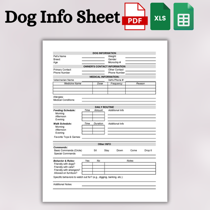 Pet Sitting Invoice with Pet Forms