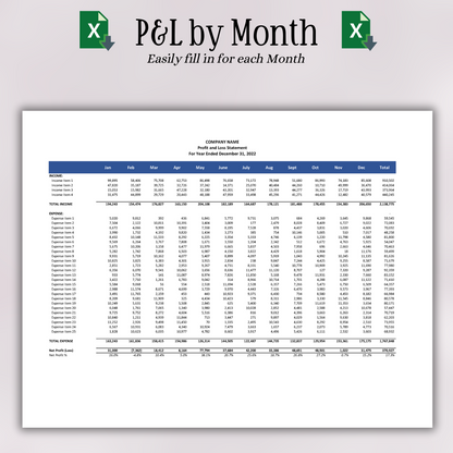 Monthly Profit & Loss (Excel)