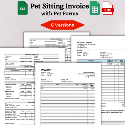 Pet Sitting Invoice with Pet Forms