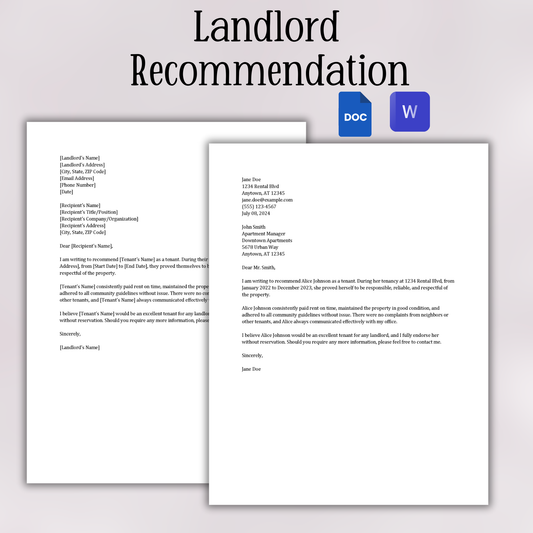 Landlord Recommendations (Word and Google Docs)