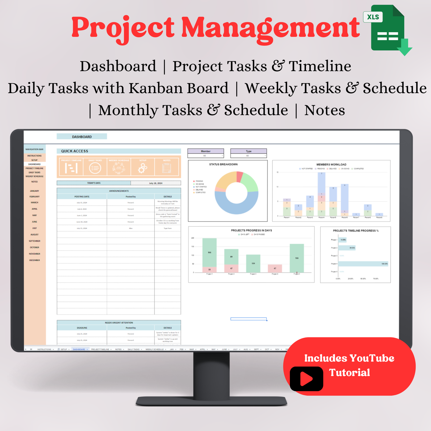 Project Management Spreadsheet (Google Sheets)