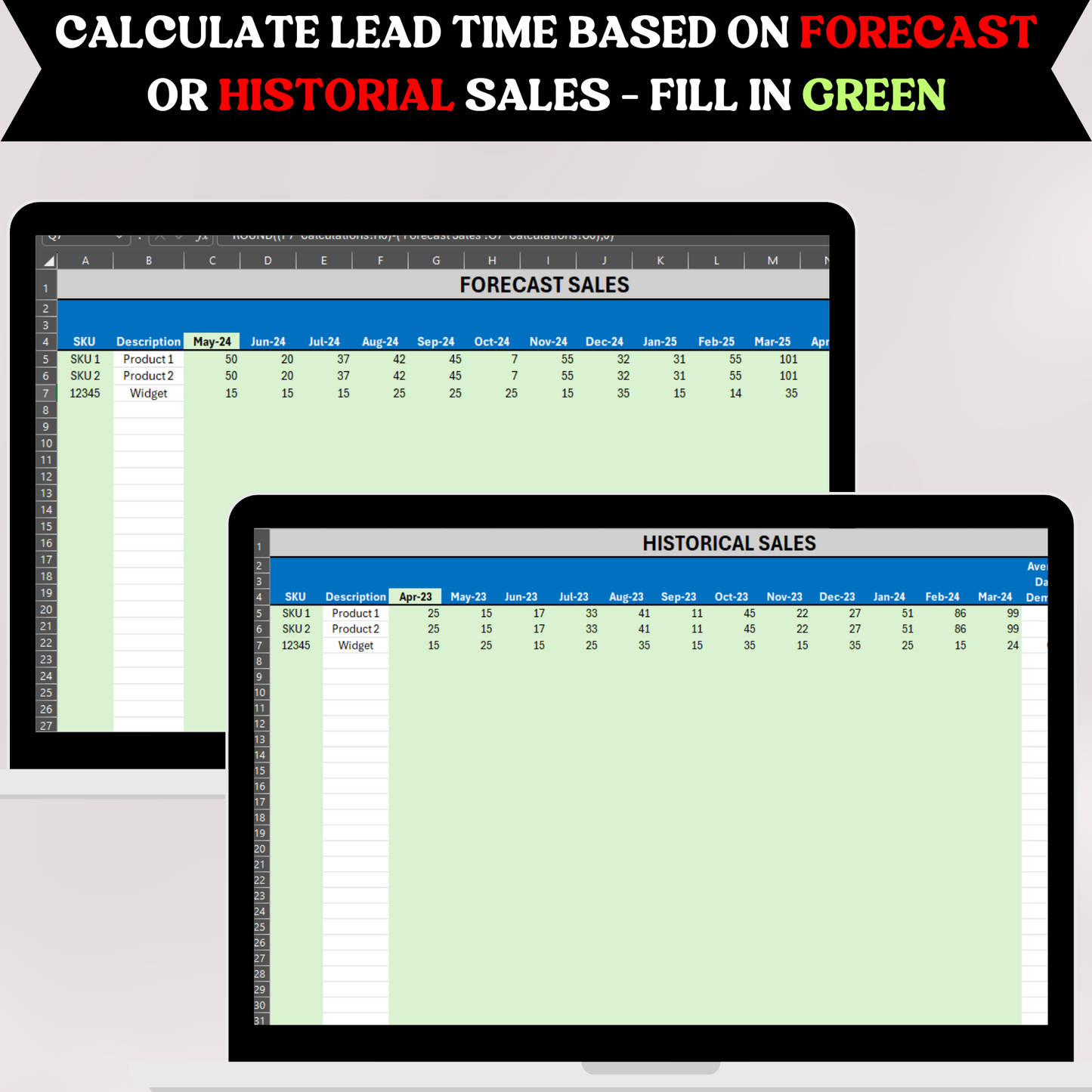 Inventory ReOrder based on Lead Time (Google Sheets)