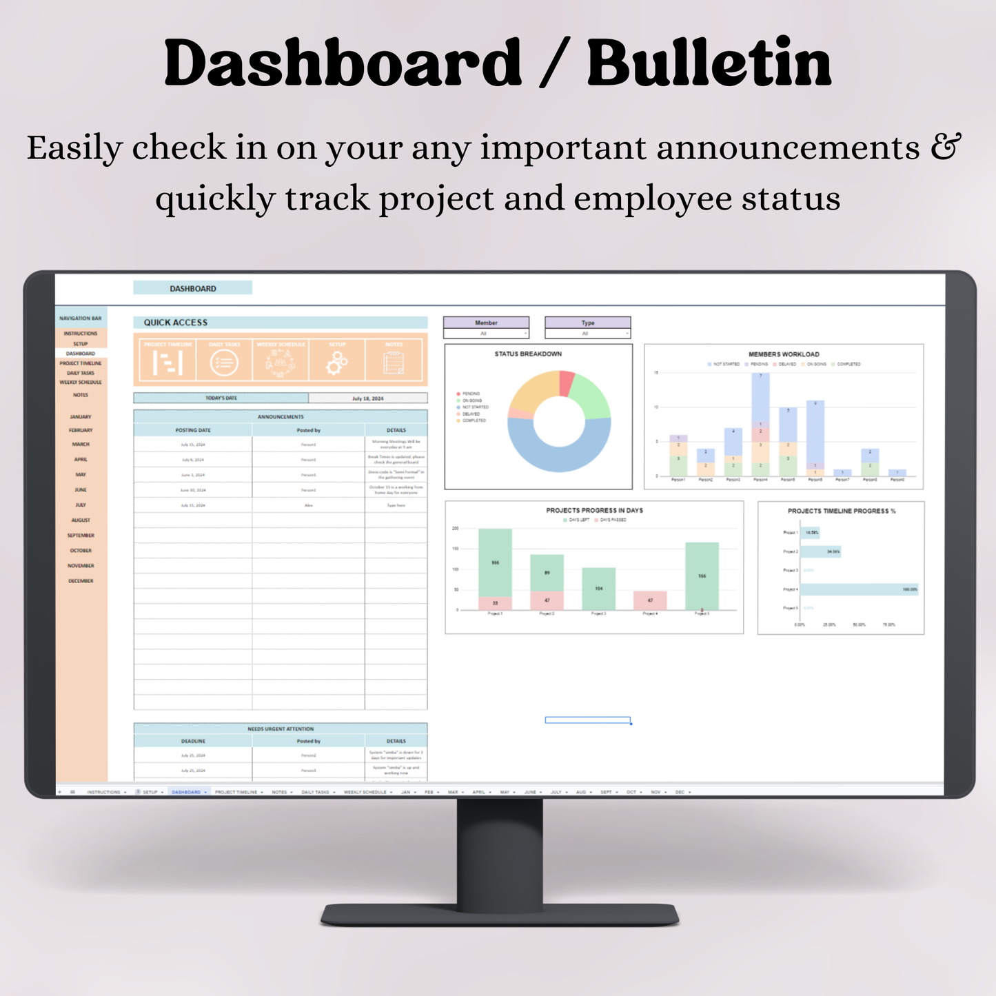 Project Management Spreadsheet (Google Sheets)