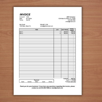 Editable Invoice Template (Excel, Google Sheets, PDF)