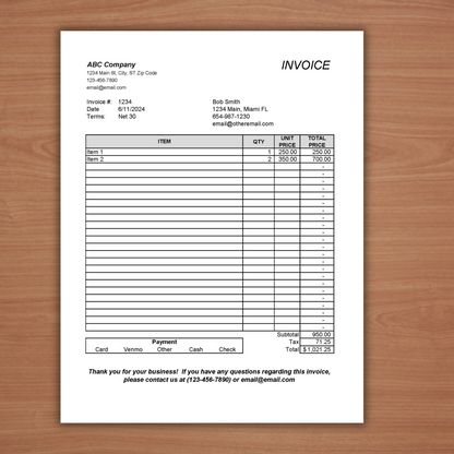 Editable Invoice Template (Excel, Google Sheets, PDF)