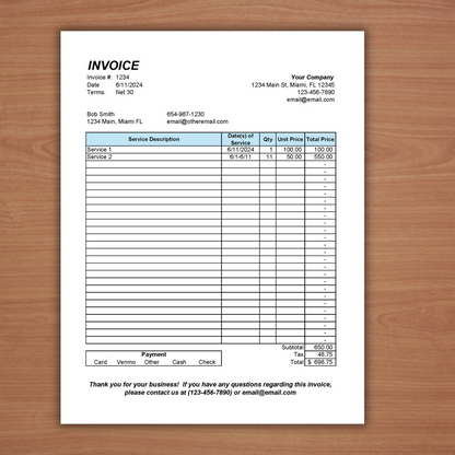 Editable Invoice Template (Excel, Google Sheets, PDF)