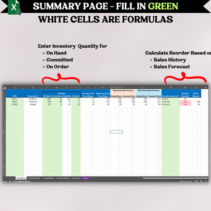 Inventory ReOrder based on Lead Time (Excel)