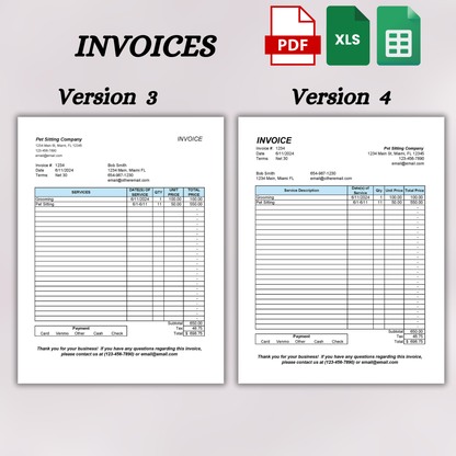 Pet Sitting Invoice with Pet Forms