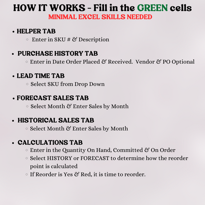 Inventory ReOrder based on Lead Time (Excel)