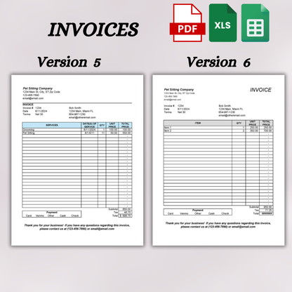 Pet Sitting Invoice with Pet Forms