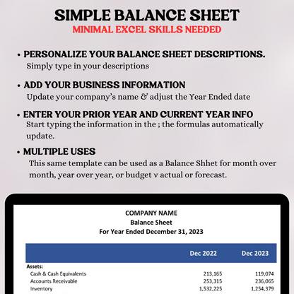 BUNDLE Profit and Loss Statement & Balance Sheet (Excel)