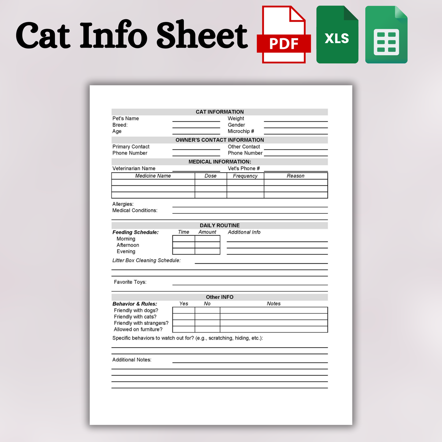 Pet Sitting Invoice with Pet Forms