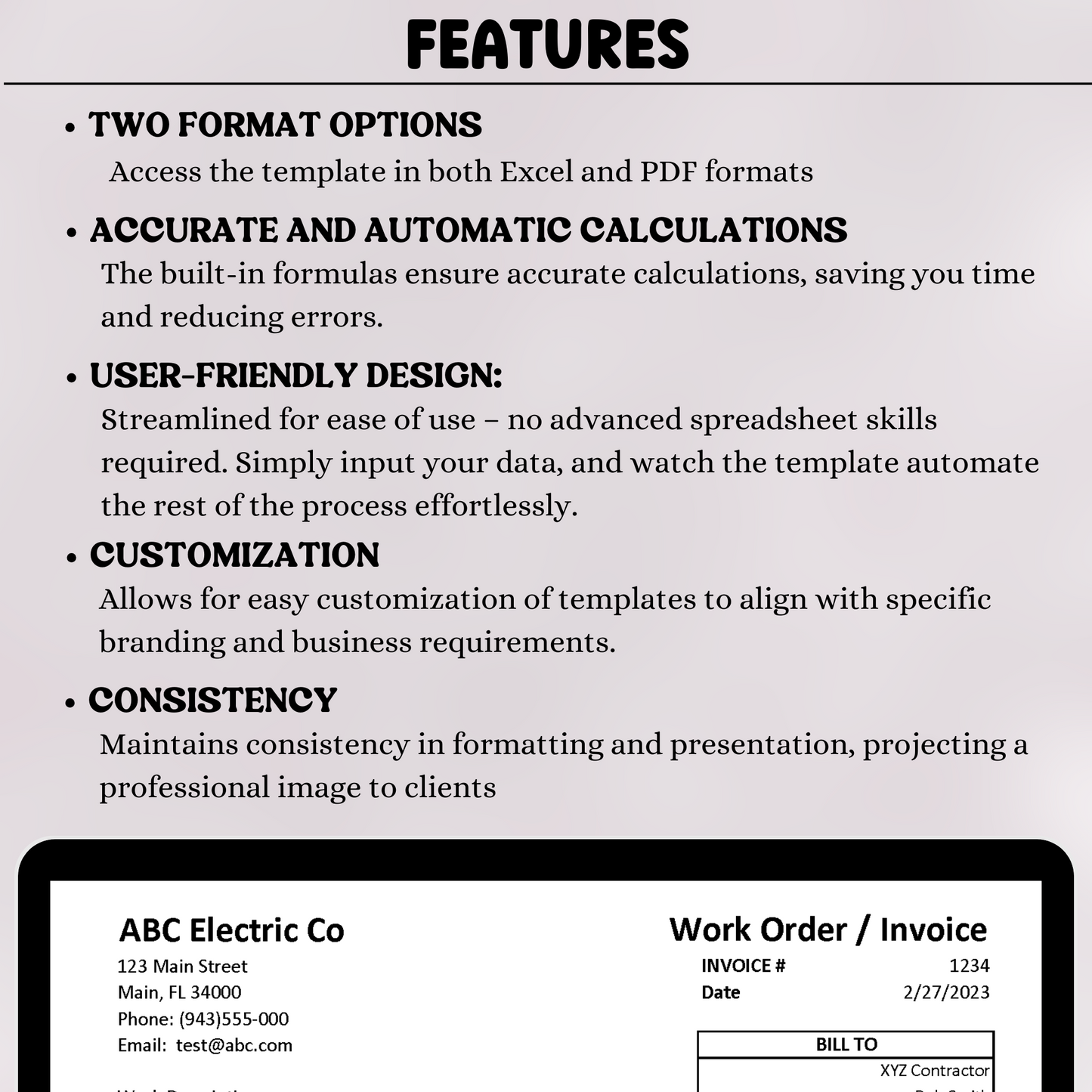 Invoice with Labor & Material Breakdown (Google Sheets & PDF)