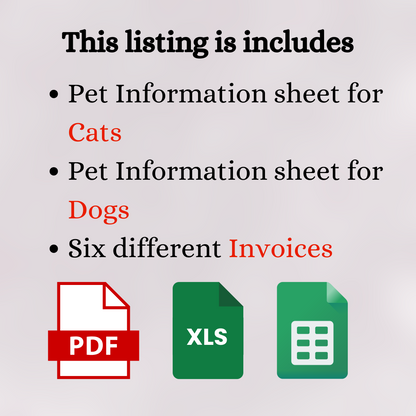 Pet Sitting Invoice with Pet Forms