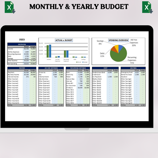 Monthly Budget - Blue (Excel)