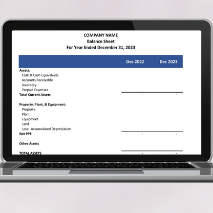 Balance Sheet with Prior Year (Google Sheets)