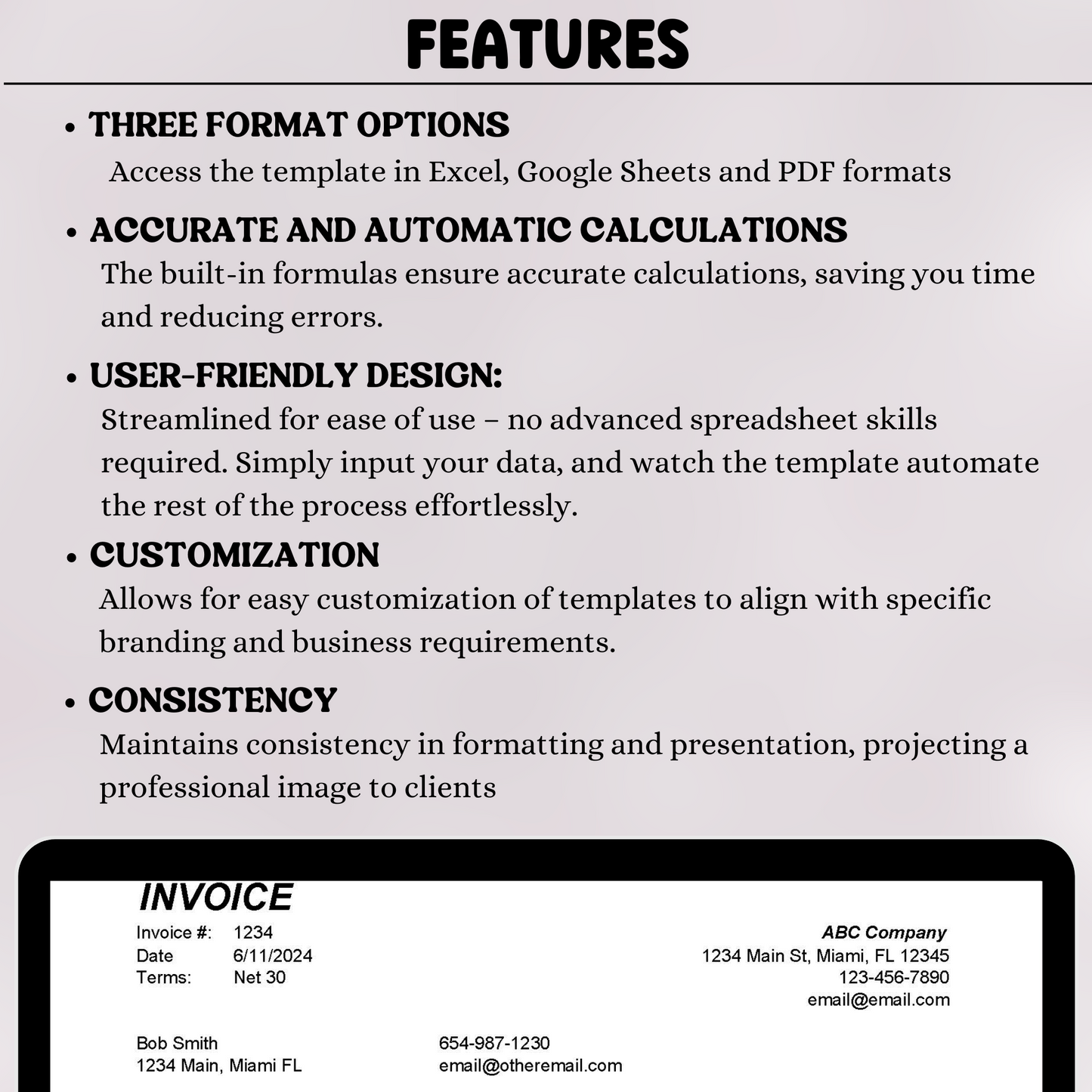 Editable Invoice Template (Excel, Google Sheets, PDF)