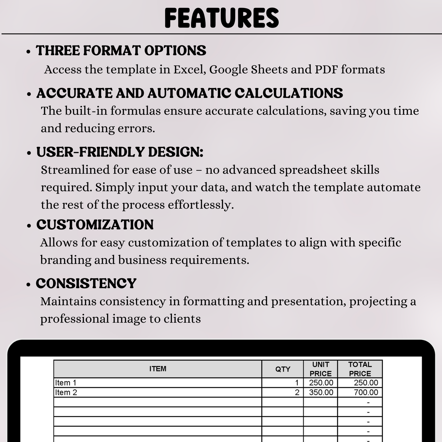 Editable Invoice Template (Excel, Google Sheets, PDF)