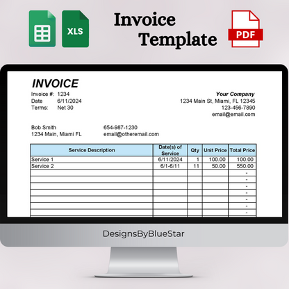 Editable Invoice Template (Excel, Google Sheets, PDF)