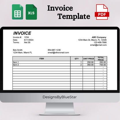 Editable Invoice Template (Excel, Google Sheets, PDF)