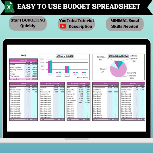 Premium Budget Pink Spreadsheet (Excel)