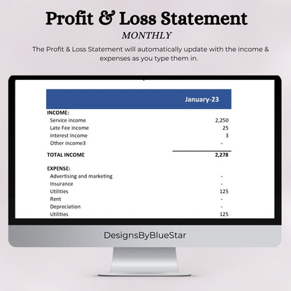 Profit and Loss Statement with Transactional Data (Excel)