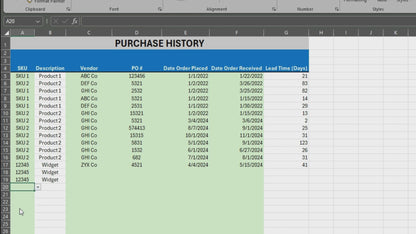 Inventory ReOrder based on Lead Time (Excel)